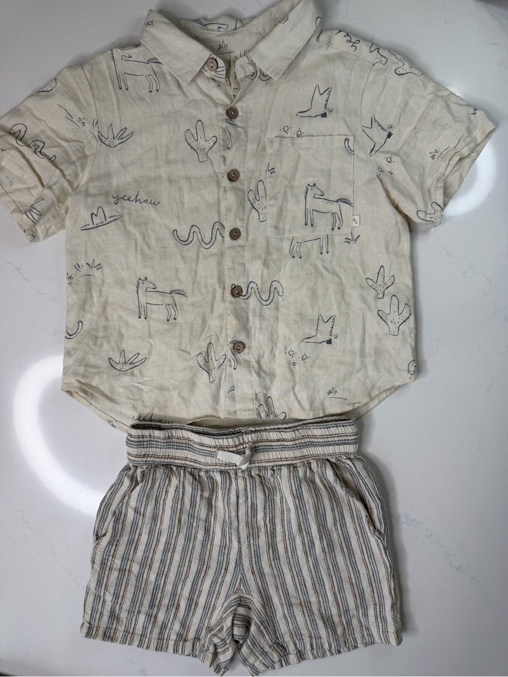 Rylee + Cru Wild West Linen Blend Shirt & Shorts Set 4-5Y